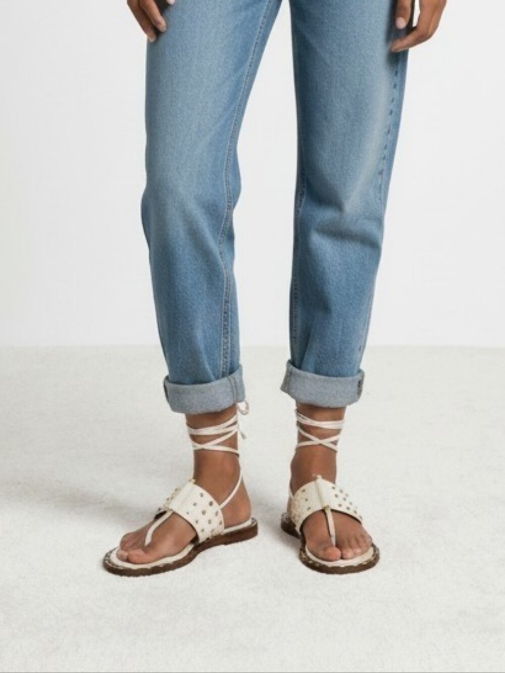 Michael Kors Women's White Studded Lace-Up Toe-Post Sandals - Women